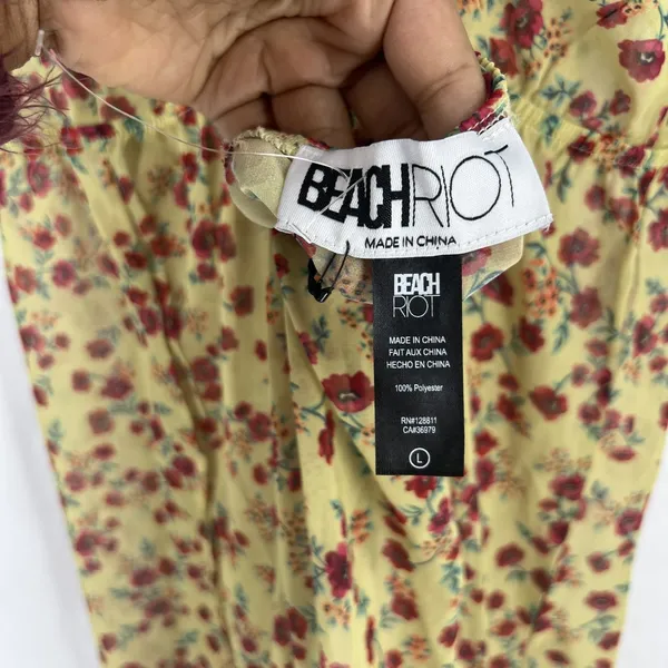 Beach Riot Malia Maxi Dress Womens Large Yellow Floral Back Tie Spaghetti‎ Strap - Image 9