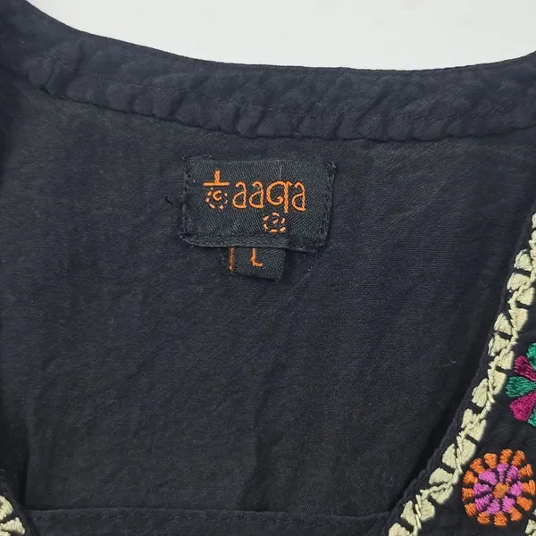 -1667 Embroidered Tunic Top Black 3/4 Sleeve fits‎ Women's Size XS - Image 3