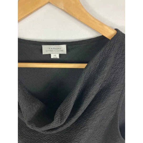 Tahari ASL Texture Draped Neck Tank Black Size XS - Image 2