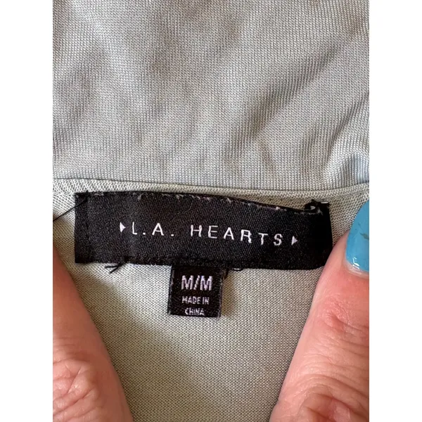 LA Hearts Sage Green Ruffle V-Neck Bodysuit Size M Spaghetti Strap Festival Boho - Image 6