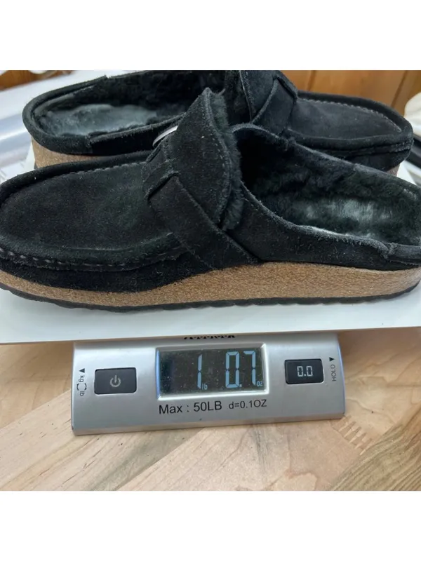 Birkenstock Buckley Shearling Clogs Black Suede Lined Slip-On Shoes Size 38 US 7 - Image 12