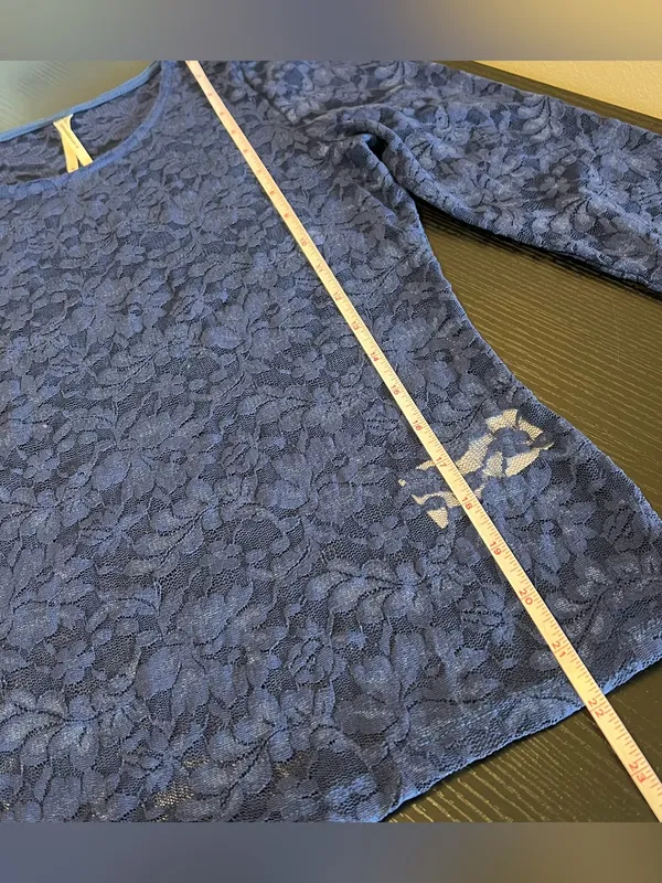 Anthropologie Women’s‎ Blue Lace Long Sleeve Layering Top XS Festival - Image 9