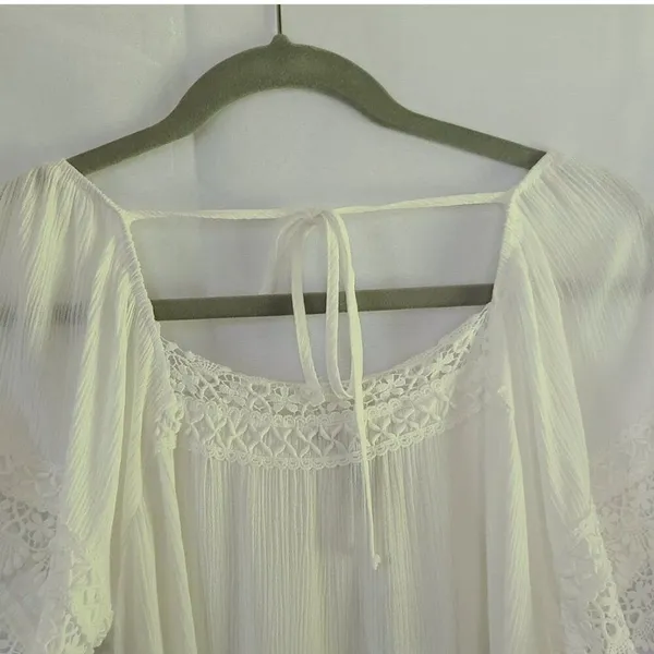 NWT American Rag White Crochet Detail Square Neck Short Sleeve Women's Small‎ - Image 4