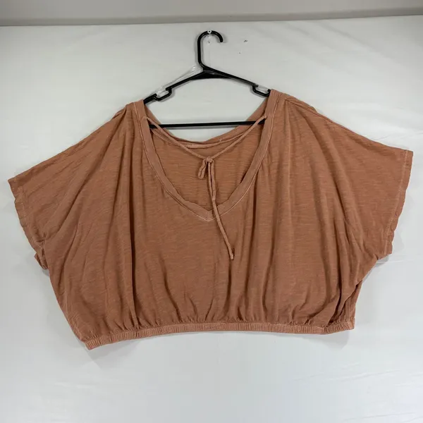 Aeropostale Air Softspun Cropped Tie Back Tee Brown XXL Boho Hippie Top - Image 3