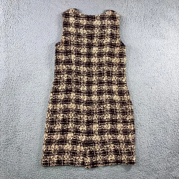 Talbots Petites Pure Silk Plaid Sheath Dress Women 10 Brown Beige Sleeveless‎ - Image 2