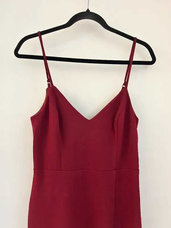 Lulus Eloquent Ease Burgundy Sleeveless Mermaid Maxi Dress Prom Party Size M - Image 3