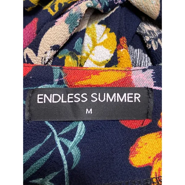 Endless Summer Multicolor Floral Sleeveless Plunge Neck Wide Leg Jumpsuit Sz M - Image 5