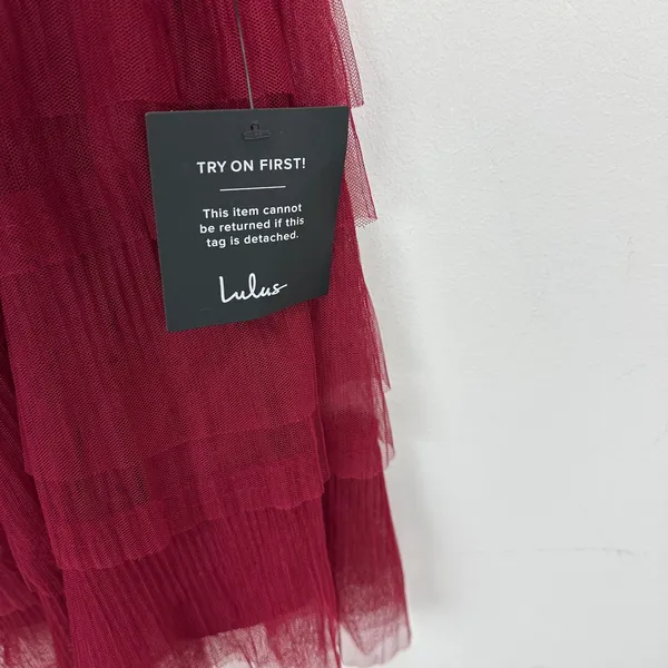 Lulus Fabulous Thoughts Wine Red Tulle Strapless Tiered Mini Dress Party XXL NWT - Image 9