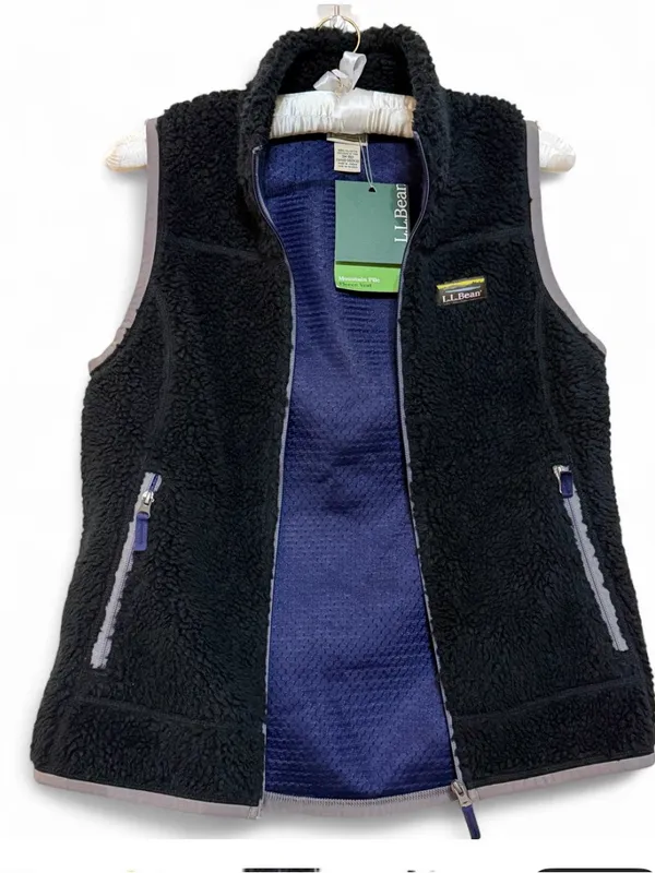 NWT L.L.Bean Women’s Mountain Mountain Pile Black Zip Up Fleece Vest Size S Reg - Image 9