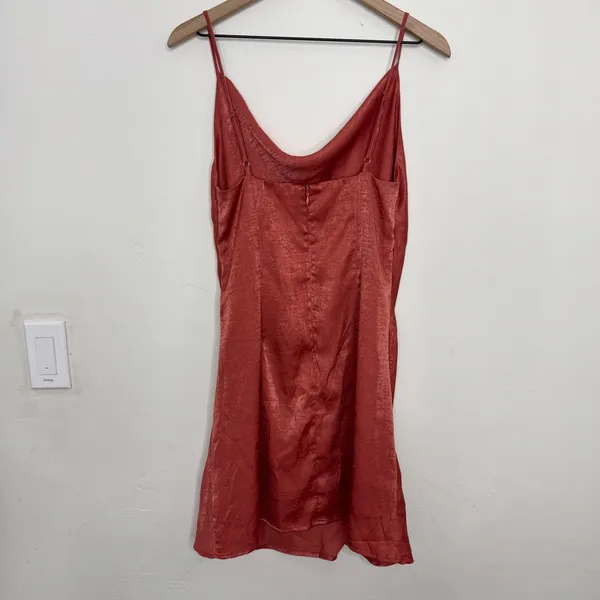 Altar'd State Womens Cowl Neck Satin Cami Mini Dress Salmon Slip Size Medium - Image 5