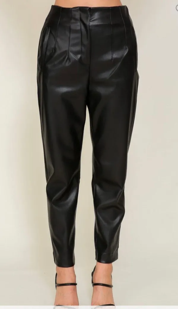 High Waist Faux Leather Pants - Image 2