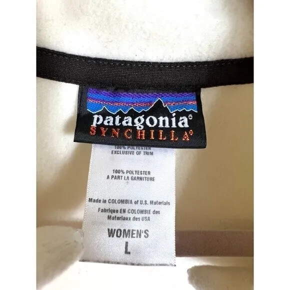 Patagonia Synchilla Womens‎ Fleece Jacket Cream National Geographic Logo Size L - Image 8