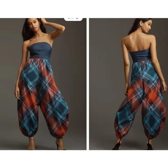 Anthropologie Maeve Gathered Balloon Jumpsuit strapless artsy glam avante garde - Image 2