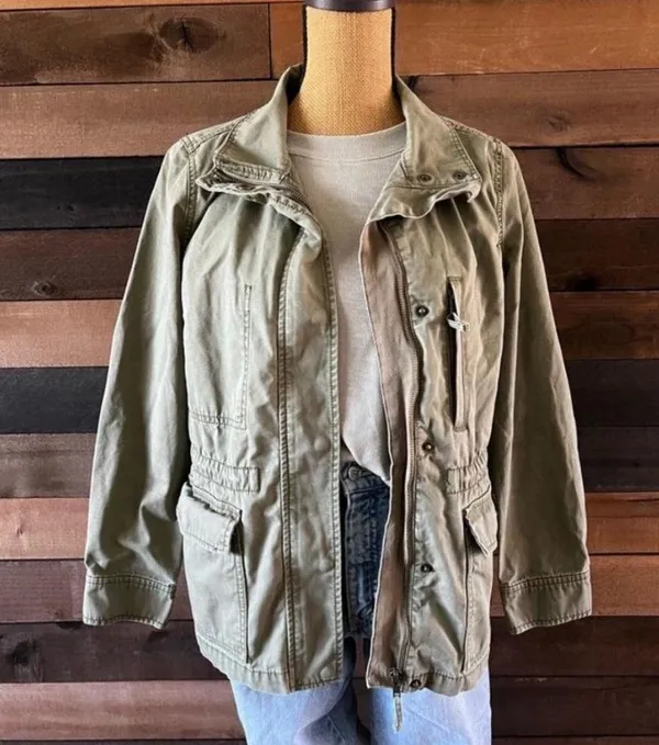 Olive Green Madewell Utility Jacket Zip-Up Multi Pockets - Image 4