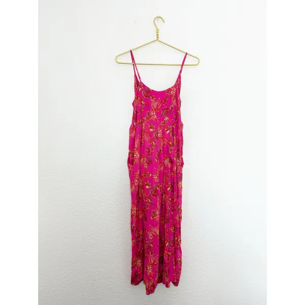 Free People Hot Tropics Jumpsuit Size 4 Pink Floral Cropped Wide Leg Boho - Image 13
