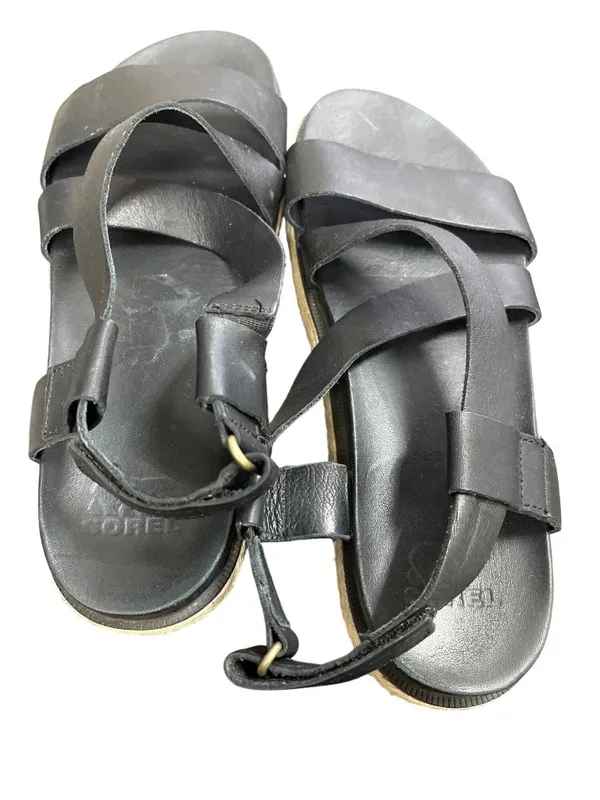 Sorel wms black leather open toe casual sandals shoes sz8 SKU 9997 - Image 15