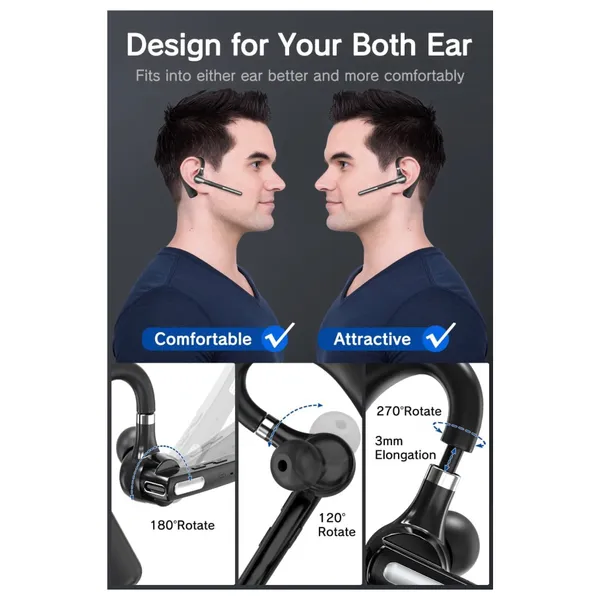 Bluetooth Wireless Business Headset Black - Image 2