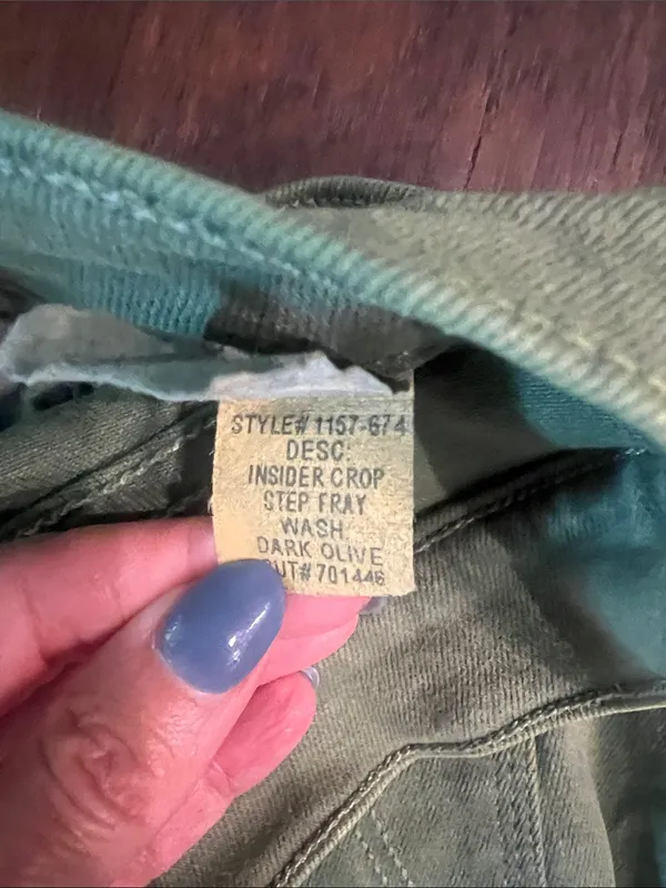 MOTHER Olive Green the Insider Crop Step Fray Denim Jeans 33 GUC - Image 6