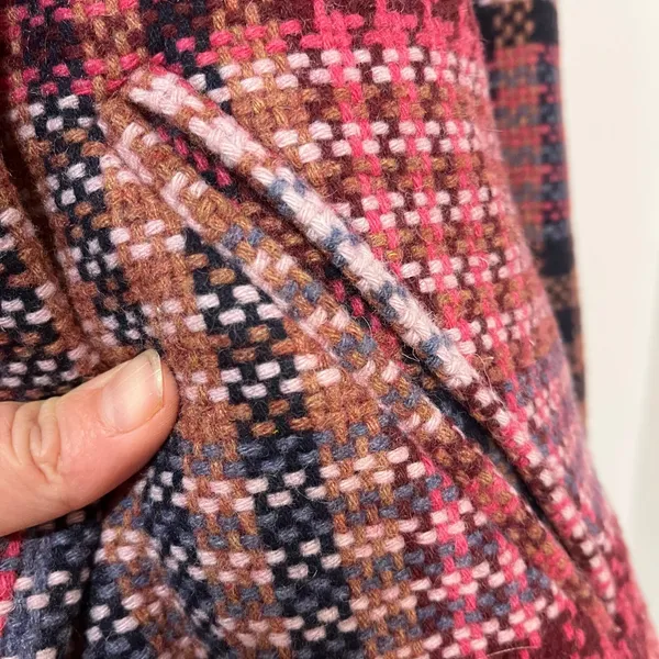 Rachel Zoe Plaid Tweed Wool‎ Blend Coat Pink Check Longline Jacket Size M - Image 6