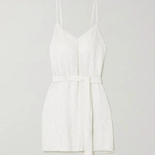 RETROFÉTE‎ Claire Belted Sequined Chiffon Mini Dress Iridescent XL NEW - Image 3