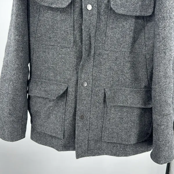 DKNY Charcoal Herringbone wool blend coat zip and button closure winter warm xl - Image 8
