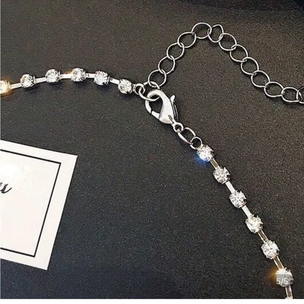 Silver & rhinestone necktie Necklace. With gift box - Image 5