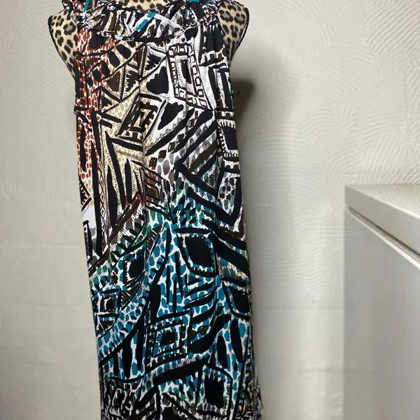 JohnPaulRichard Black and Teal Geometric Maxi Dress - Image 7