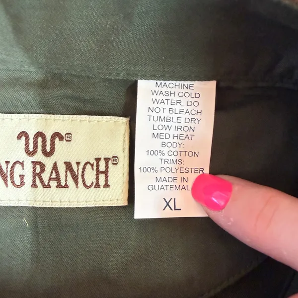 King Ranch Women's Green with Leather Trim Button Up Shirt NWT Size XL - Image 6