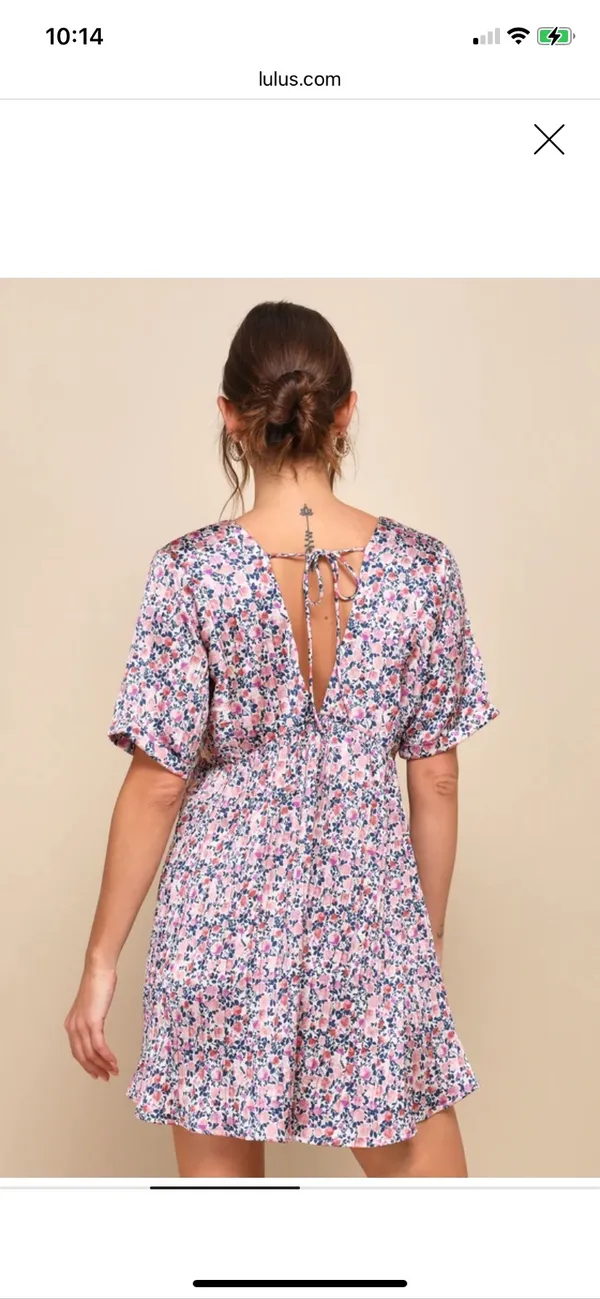 Lulus Blush Pink Floral Print Satin Babydoll Dress - Image 3