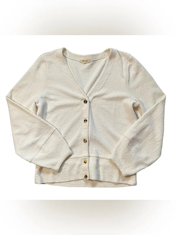 Madewell Ivory Textured Button Front Cardigan Sweater - Image 2