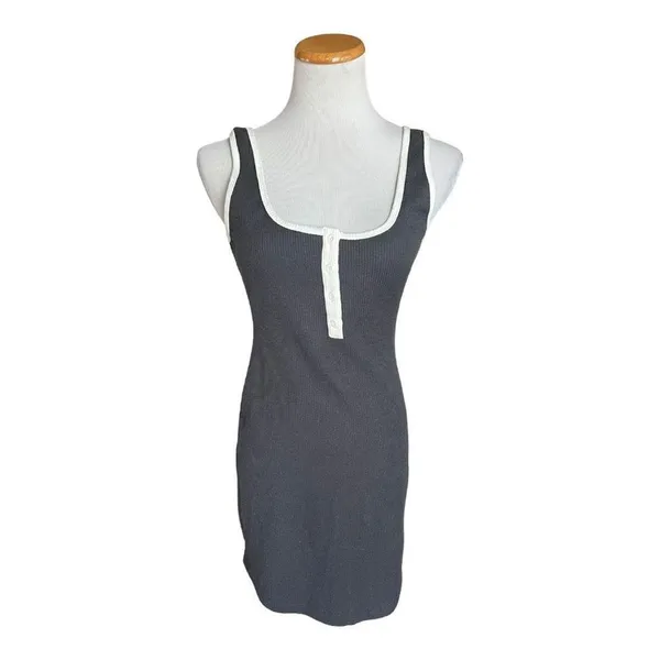 NWT Womens Urban Outfitters Navy Blue Waffle Thermal Tank Dress - Sz XS - Image 2