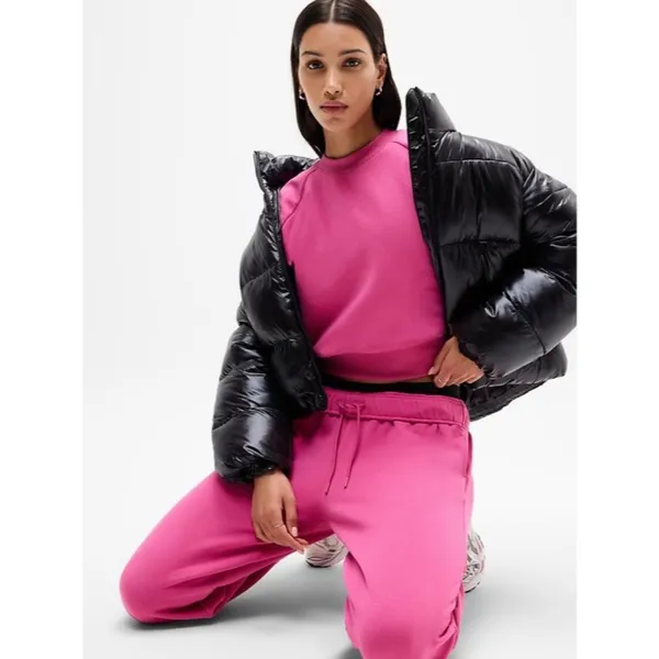 New Athleta L Forever Fleece Relaxed Crew Sweatshirt Jewel Pink Large Regular - Image 2