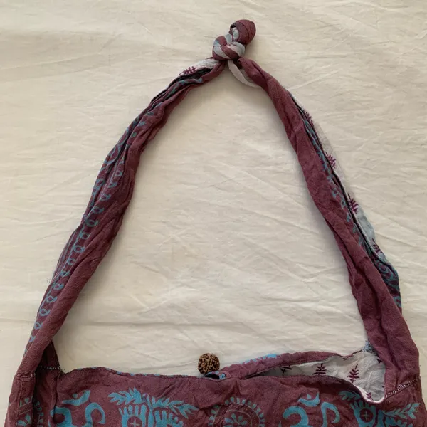 World Market Burgundy / Plum & Blue Boho Hippie Shoulder Sling Bag - Image 9