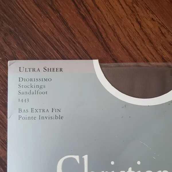 Christian Dior Ultra Sheer French Taupe Diorissimo Stockings Sandalfoot 1443 New - Image 2