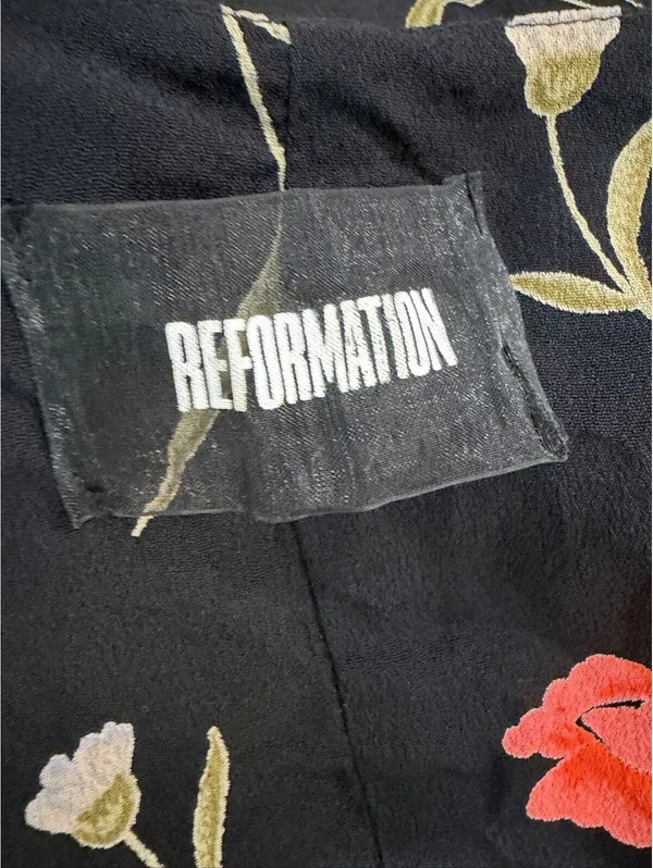 Black Floral Summer Reformation Mini Dress - Image 7
