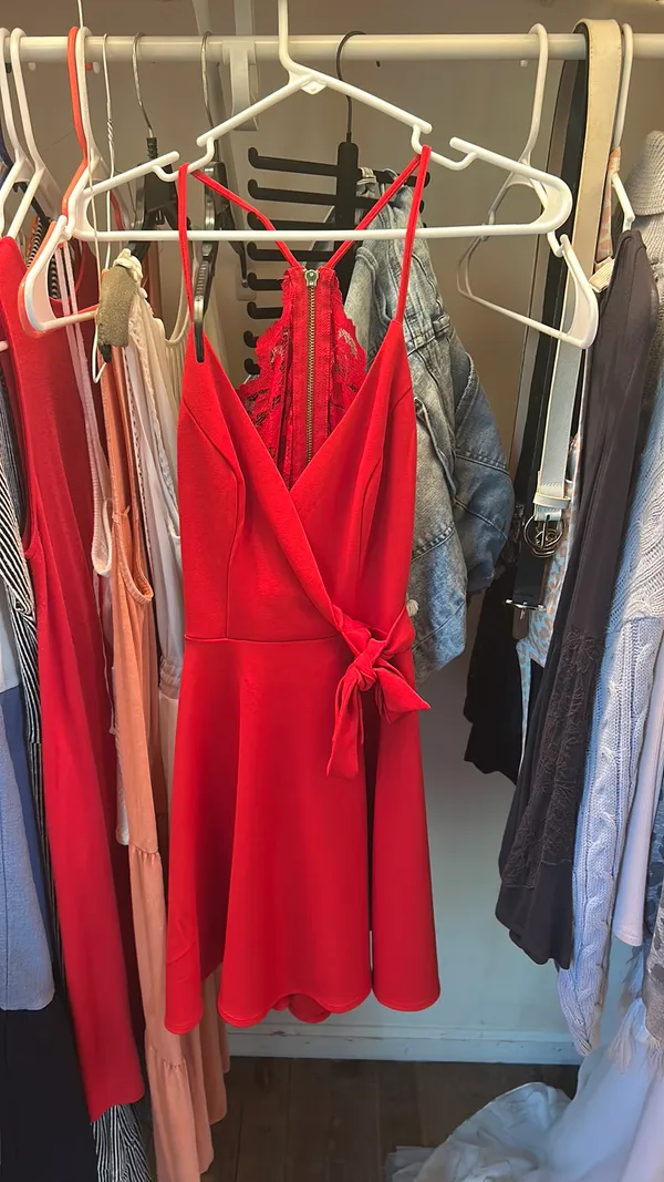 Red Dress with Keyhole Back Size 3/4 - Image 2