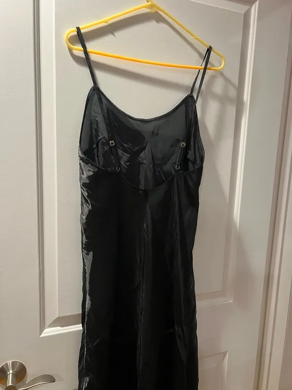 Victoria's Secret Black Satin Slip Dress with Adjustable Straps - Image 2
