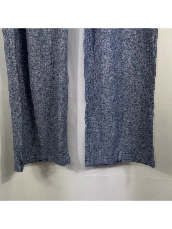 Old Navy Linen Blend Drawstring Pants Women’s Large Blue Chambray Casual Pull-On - Image 4