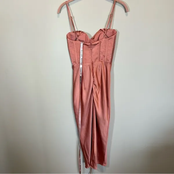 House of CB Myrna Rose Pink Satin Corset Midi Dress‎ XS NWT - Image 5