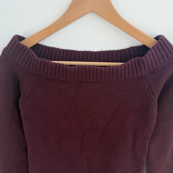 Edikted burgundy off the shoulder sweater - Image 2