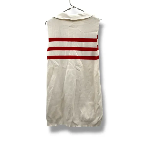 Lulus Striped Sleeveless‎ Sweater Dress Womens M White Red Polo Collar Knit Mini - Image 4