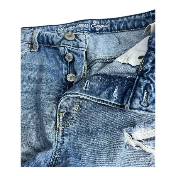 American Eagle Denim Shorts Women Size 8 Blue Distressed Button Fly Y2K Cutoff - Image 7