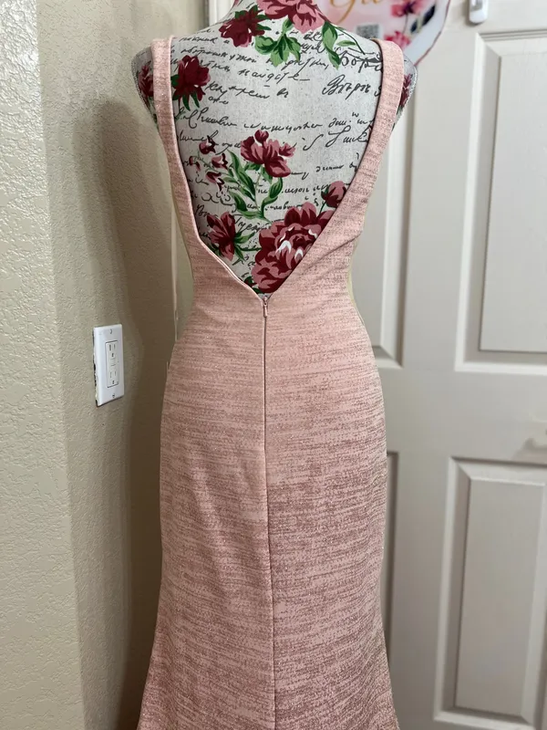 NWT Jovani 45811 Glitter Plunging V-Neck Mermaid Prom Gown Rose Gold Size 2 - Image 8