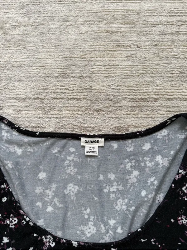 Garage Black Floral Long-Sleeve Scoop Neck Bodysuit (Size XS) - Image 4