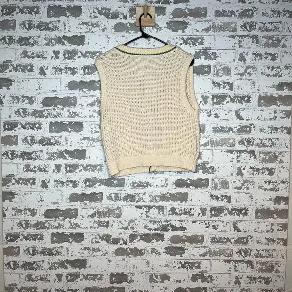 American Eagle | women knitted cream button down sweater vest - Image 6