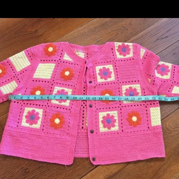 Crochet Floral‎ Knit Cardigan Y2K - Image 7