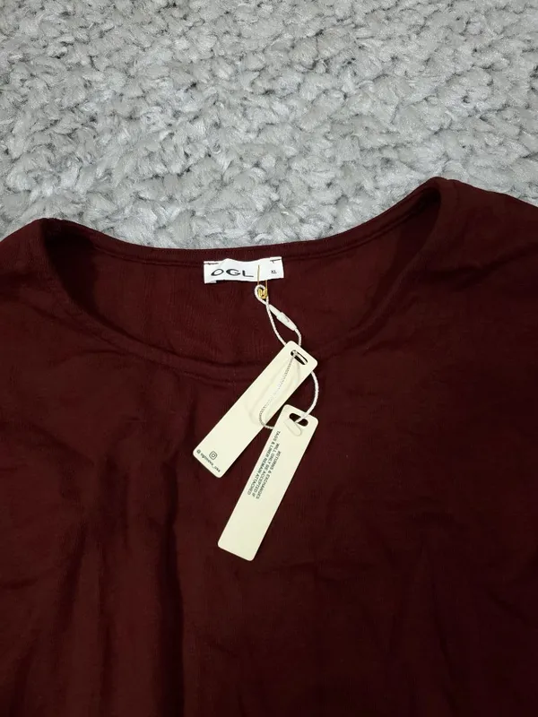 OGL Cotton Lyocell Easy Airy Midi Dress with Self-Tie Ruby Red Women's Size XL - Image 2