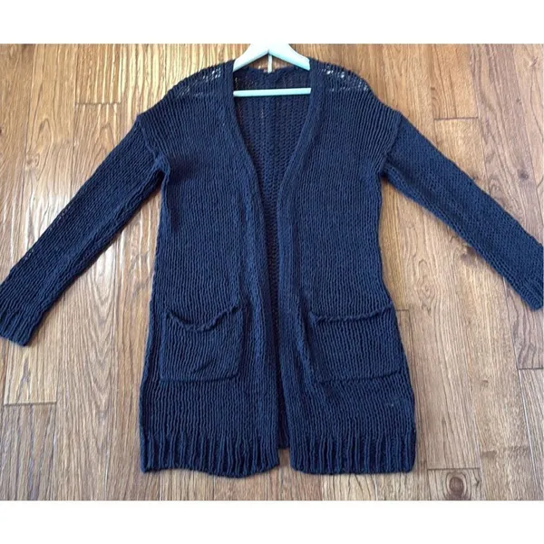 Free People Simply Sienna open knit longline cardigan navy M - Image 4