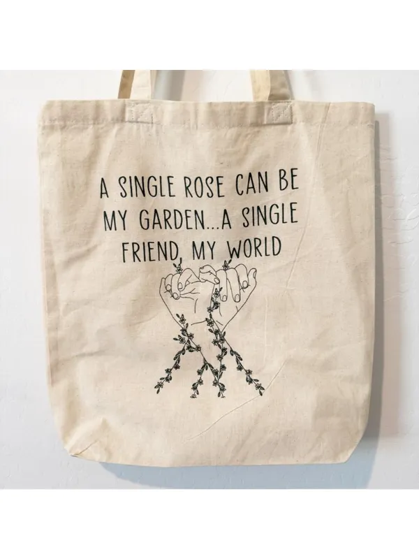 Tote Bag Travel Friendship Book Bag Shopping Gift‎ Garden Rose Cotton Art Earthy - Image 2