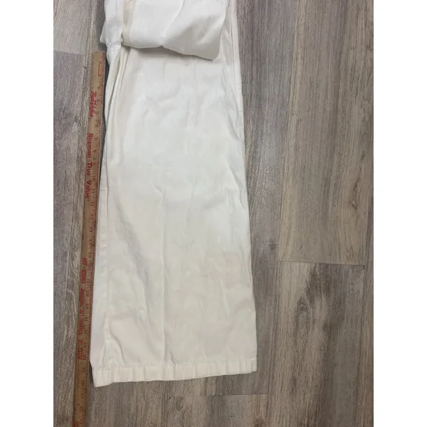 Zara Womens White Cotton Linen Blend Wide Leg High Rise Pants Size M 28 - Image 7